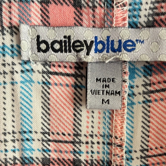 BaileyBlue Multicolor Shirt Dress Button Up Plaid Sleeveless M - Picture 8 of 11